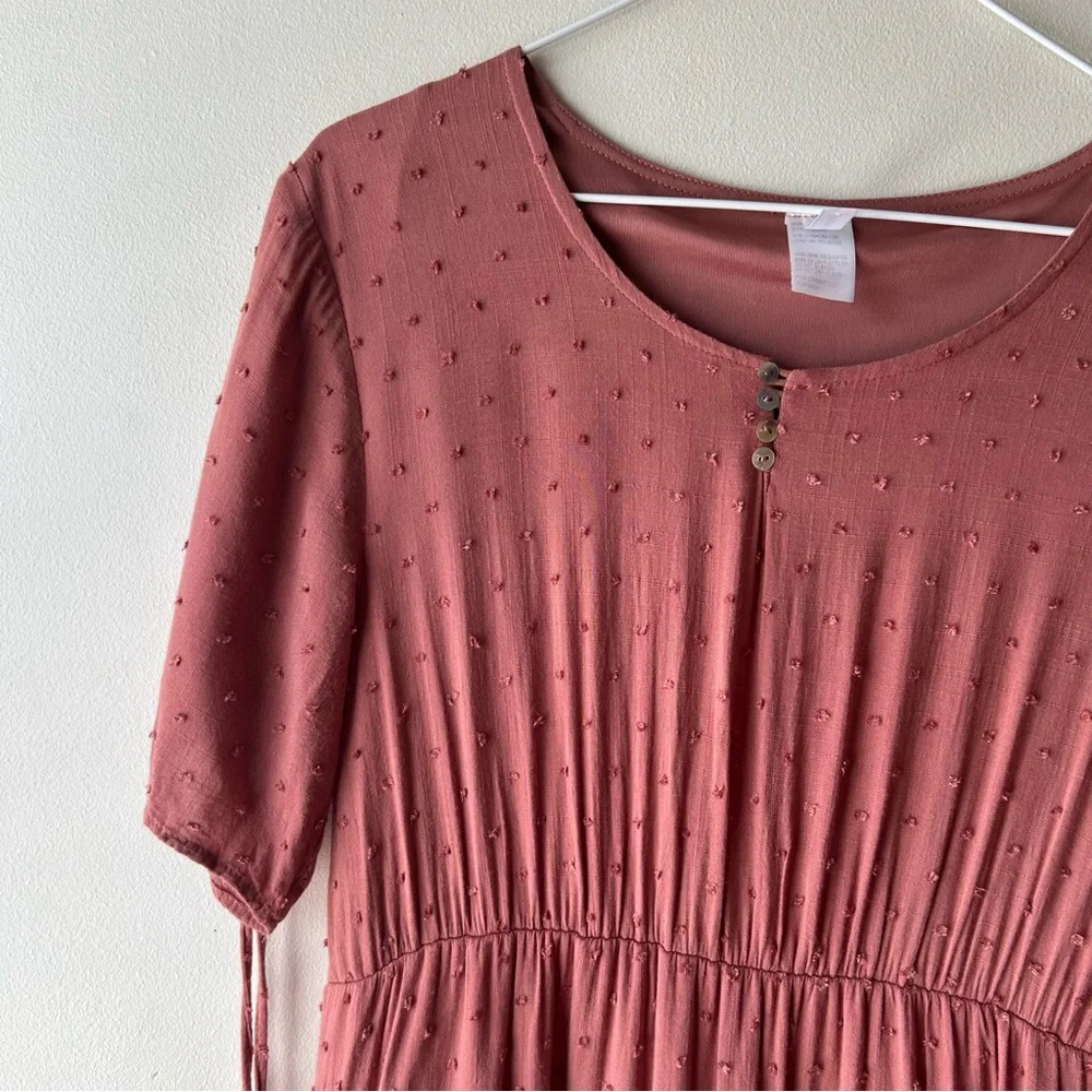 Pink Desert Tiered Boho Maxi Dress Rust